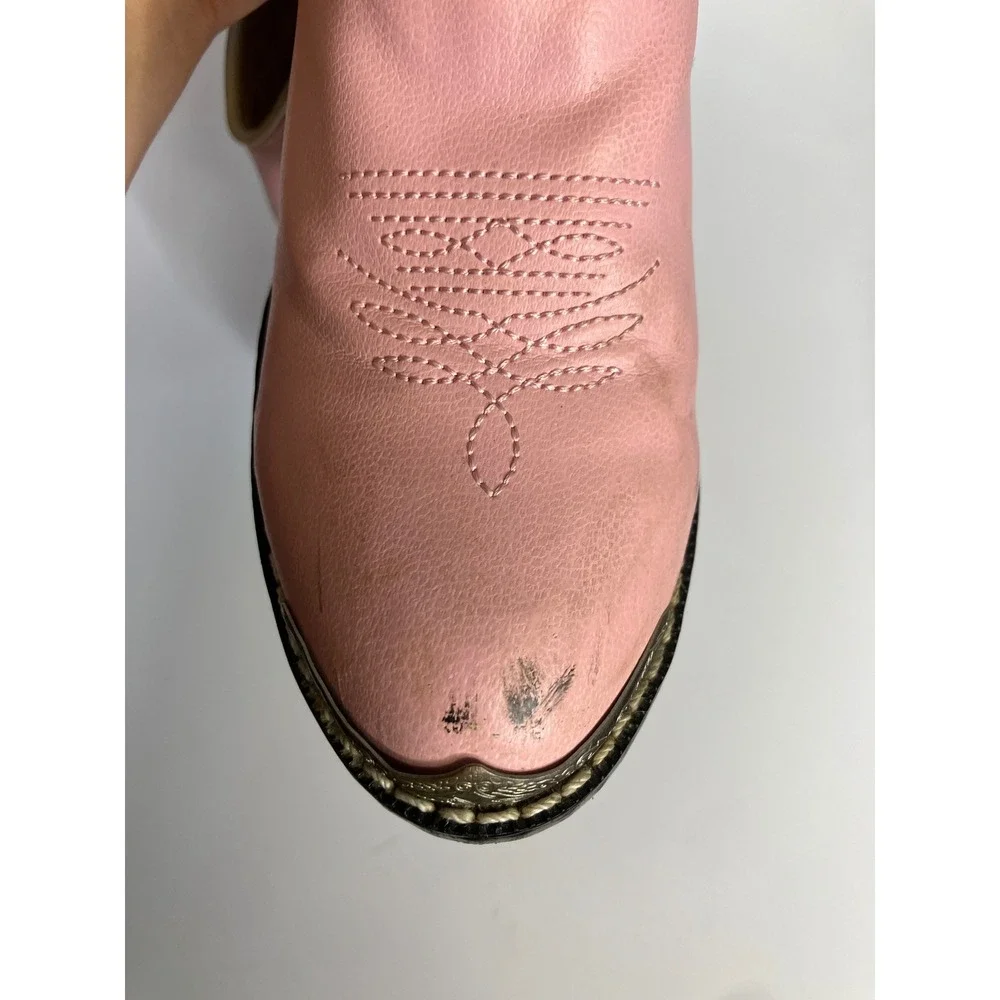 Durango Cowboy‎ Boots Youth 10D Pink leather good Rhinestone Harness western